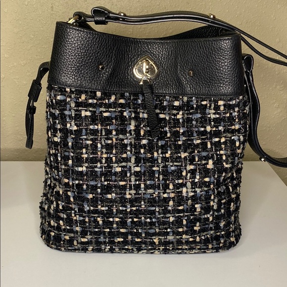 kate spade Handbags - Kate Spade Marti Black and White Tweed Bucket Bag GUC